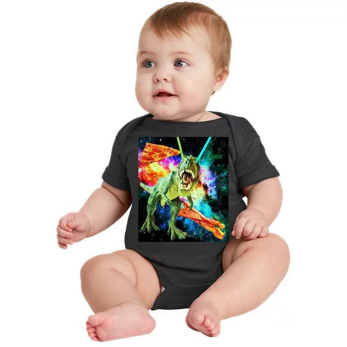 Space Hunger Wars T-Rex Pizza Bacon Baby Bodysuit