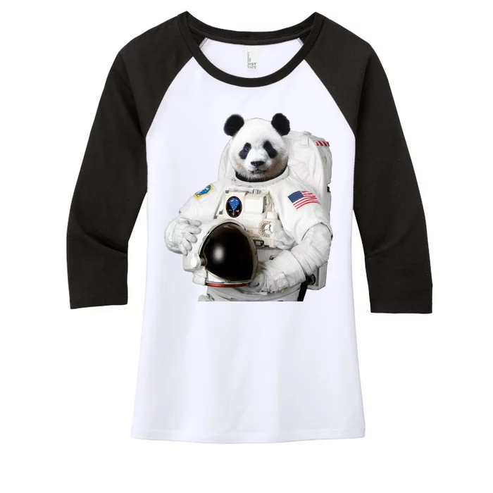 Space Panda USA Astronaut Women's Tri-Blend 3/4-Sleeve Raglan Shirt