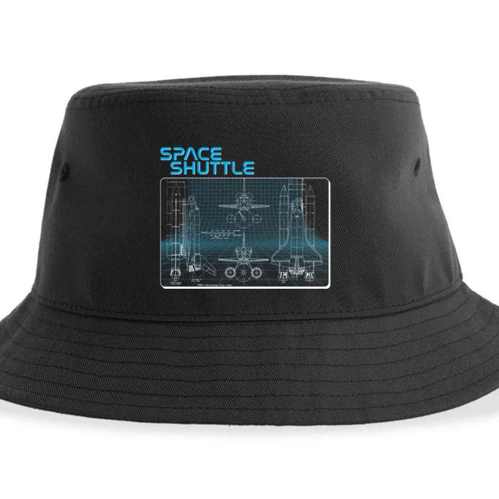 Space Shuttle Diagram Blueprint Sustainable Bucket Hat