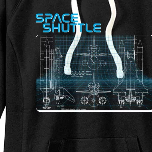 Space Shuttle Diagram Blueprint Women's Fleece Hoodie