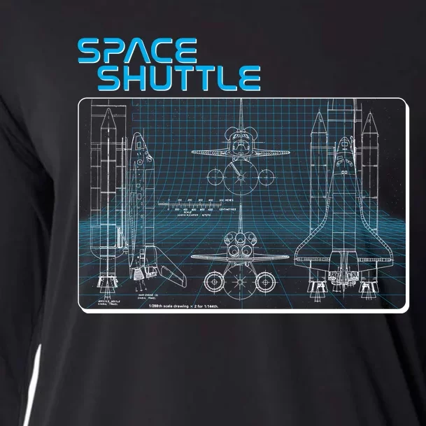 Space Shuttle Diagram Blueprint Cooling Performance Long Sleeve Crew