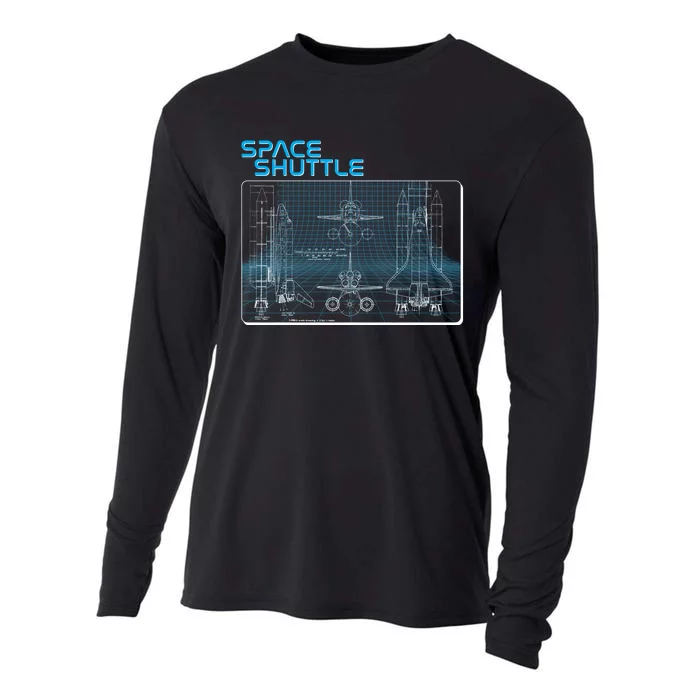 Space Shuttle Diagram Blueprint Cooling Performance Long Sleeve Crew