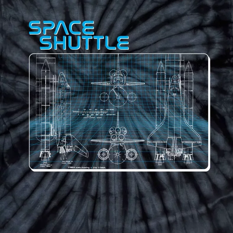 Space Shuttle Diagram Blueprint Tie-Dye T-Shirt