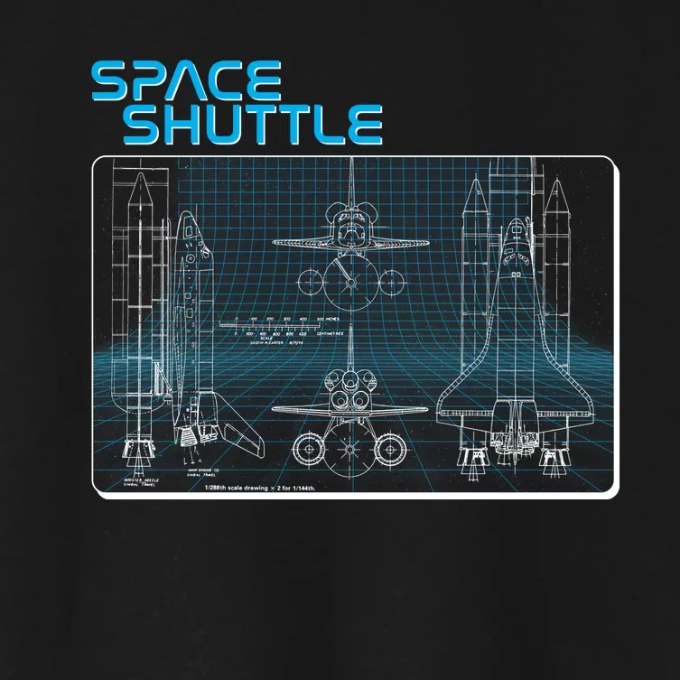 Space Shuttle Diagram Blueprint Women's Crop Top Tee