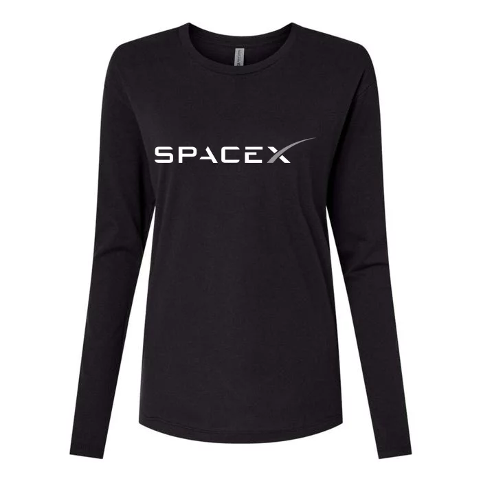 Space X Logo Womens Cotton Relaxed Long Sleeve T-Shirt