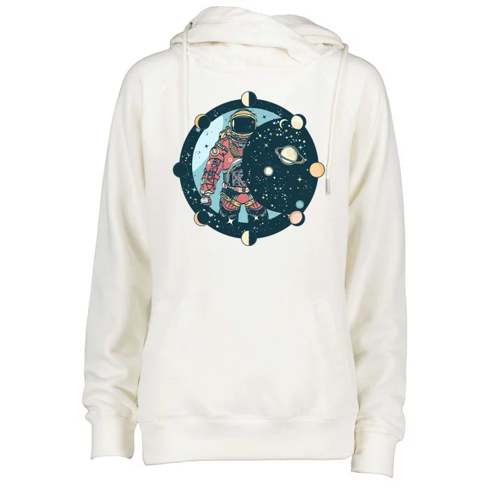 Spaceman Moon Cycle Womens Funnel Neck Pullover Hood