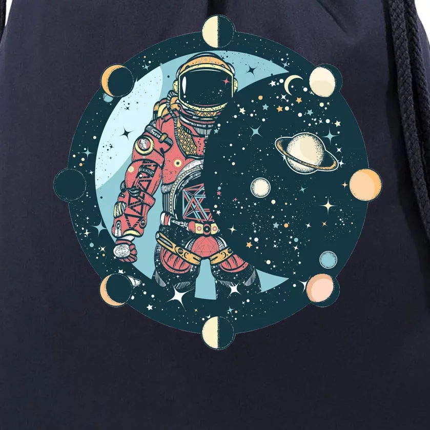 Spaceman Moon Cycle Drawstring Bag