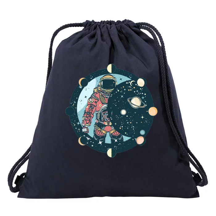 Spaceman Moon Cycle Drawstring Bag