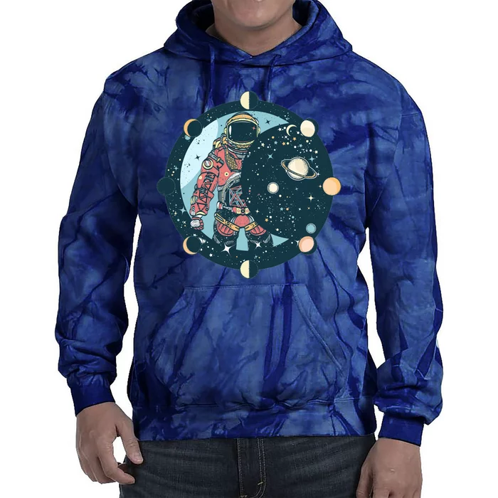 Spaceman Moon Cycle Tie Dye Hoodie