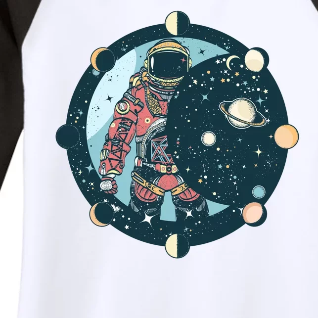 Spaceman Moon Cycle Women's Tri-Blend 3/4-Sleeve Raglan Shirt