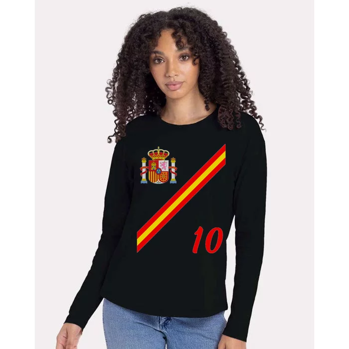 Spain Soccer Jersey Espana Barcelona Madrid Womens Cotton Relaxed Long Sleeve T-Shirt