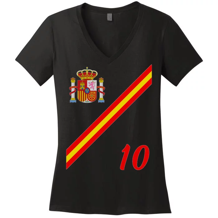 Spain Soccer Jersey Espana Barcelona Madrid Women's V-Neck T-Shirt