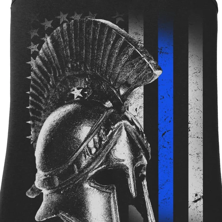 Spartan Police Blue Thin Line Flag Ladies Essential Tank