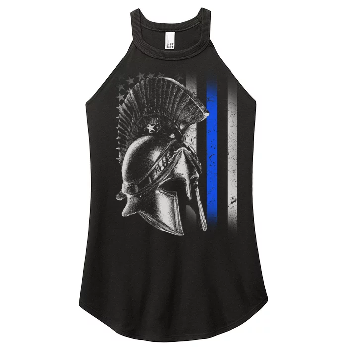 Spartan Police Blue Thin Line Flag Women’s Perfect Tri Rocker Tank