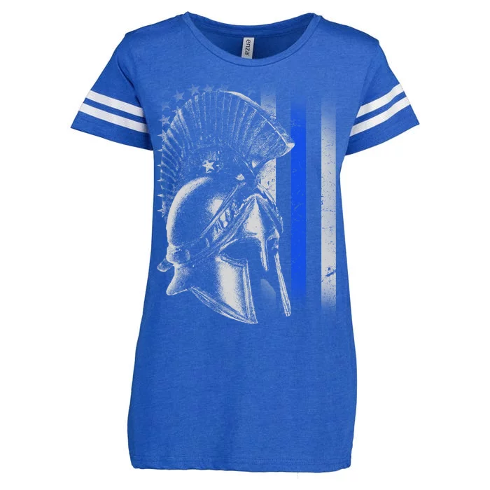 Spartan Police Blue Thin Line Flag Enza Ladies Jersey Football T-Shirt