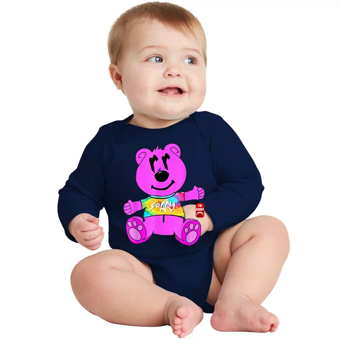 Sorry Pink Bear Valentines Day Tee Funny Sorry Pink Bear Baby Long Sleeve Bodysuit