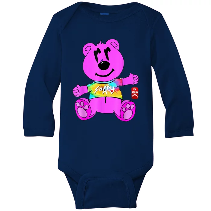 Sorry Pink Bear Valentines Day Tee Funny Sorry Pink Bear Baby Long Sleeve Bodysuit