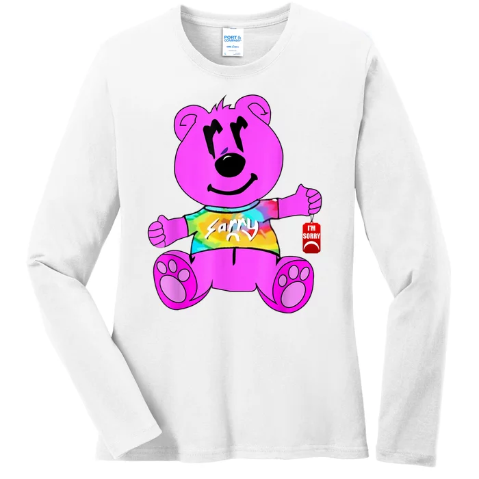 Sorry Pink Bear Valentines Day Tee Funny Sorry Pink Bear Ladies Long Sleeve Shirt