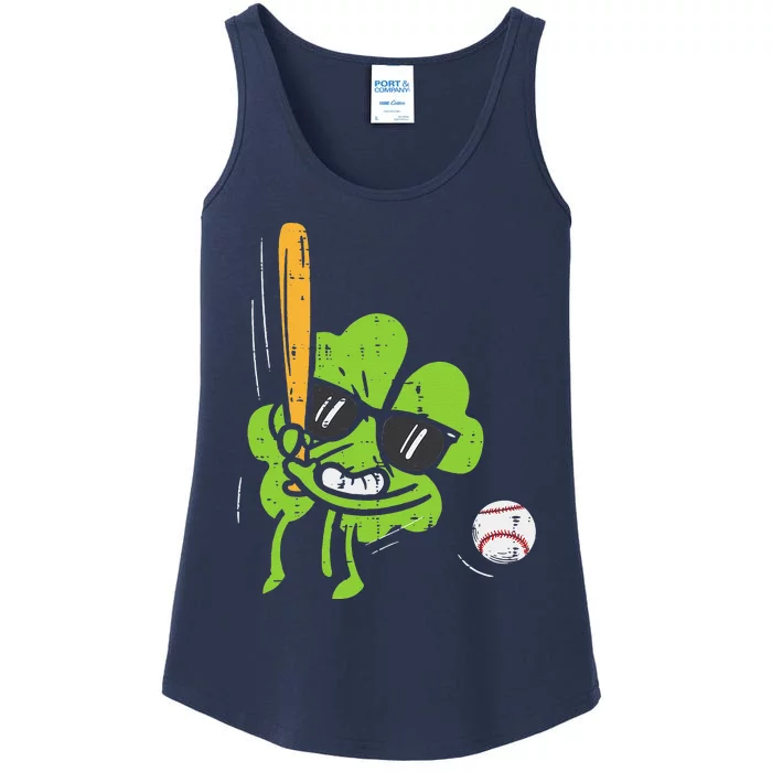 Shamrock Playing Baseball St Patricks Day Ladies Essential Tank