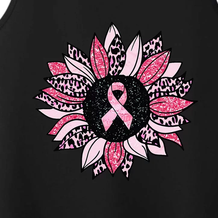 Sunflower Pink Breast Cancer Awareness Women Warrior Performance Tank