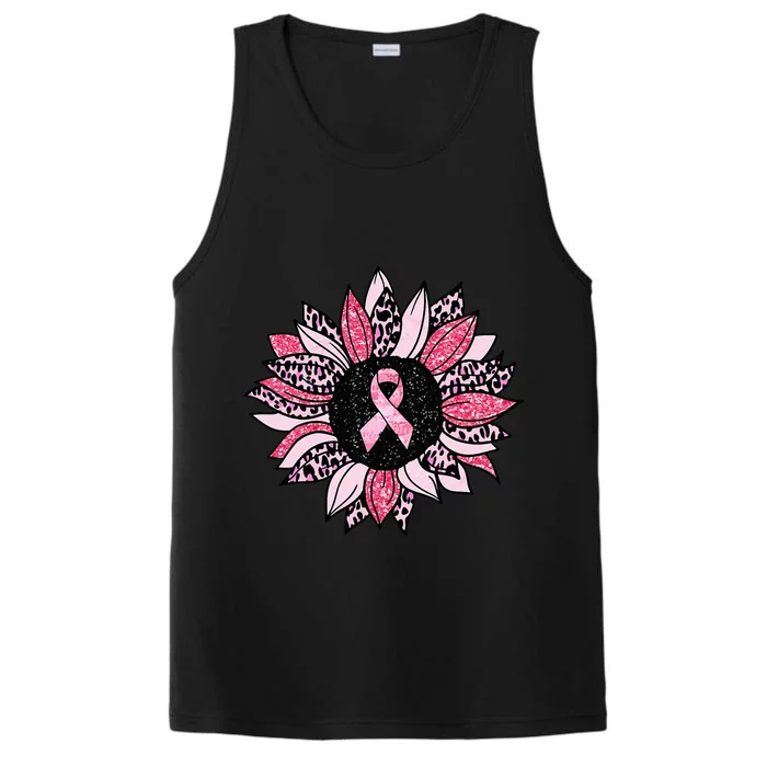 Sunflower Pink Breast Cancer Awareness Women Warrior Performance Tank