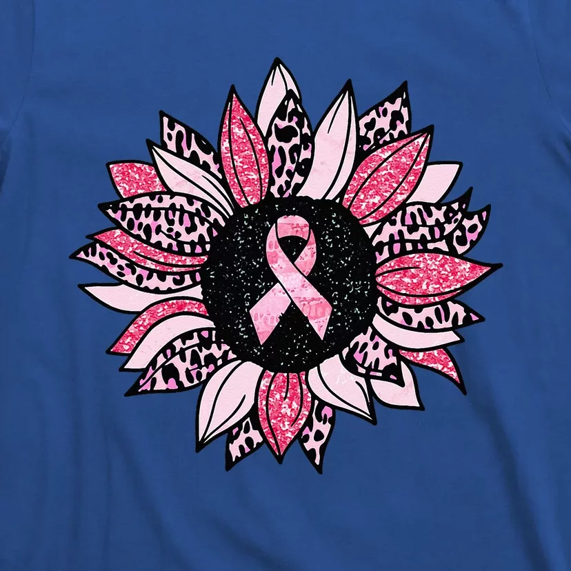 Sunflower Pink Breast Cancer Awareness Women Warrior T-Shirt