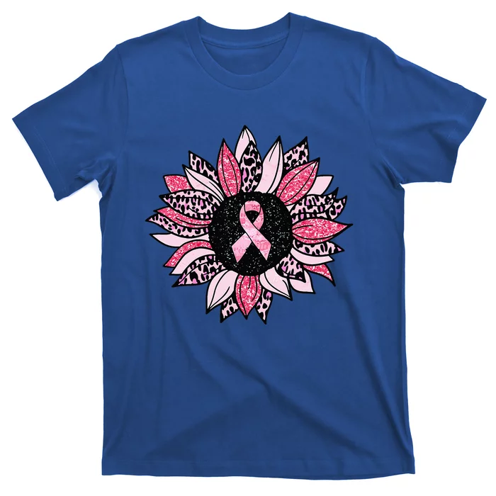 Sunflower Pink Breast Cancer Awareness Women Warrior T-Shirt