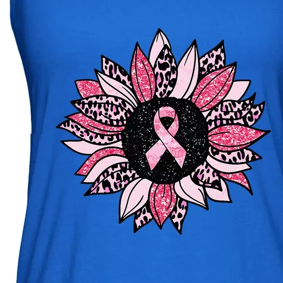 Sunflower Pink Breast Cancer Awareness Women Warrior Ladies Essential Flowy Tank