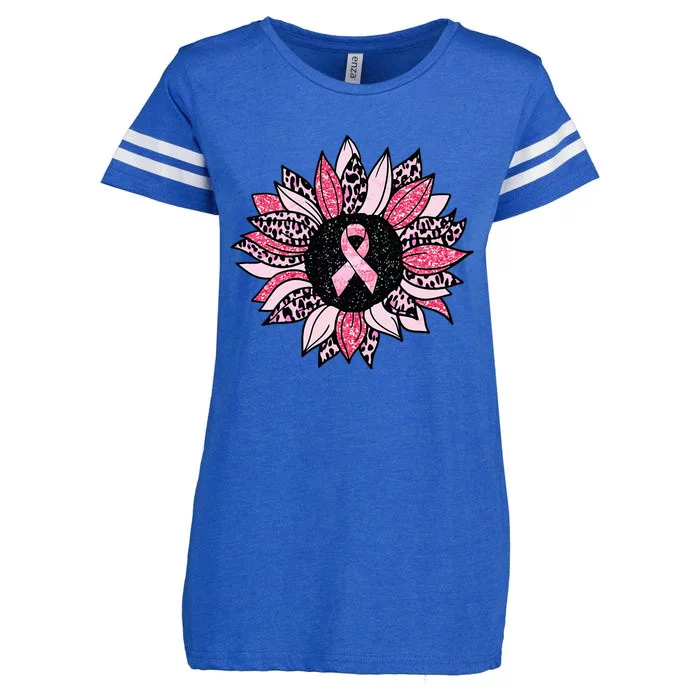 Sunflower Pink Breast Cancer Awareness Women Warrior Enza Ladies Jersey Football T-Shirt