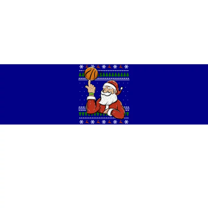 Santa Playing Basketball Christmas Ugly Sweater Gift Bumper Sticker