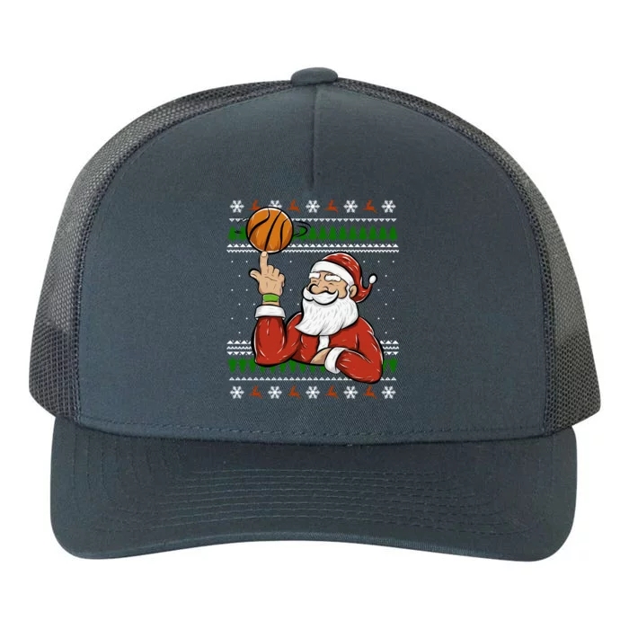 Santa Playing Basketball Christmas Ugly Sweater Gift Yupoong Adult 5-Panel Trucker Hat