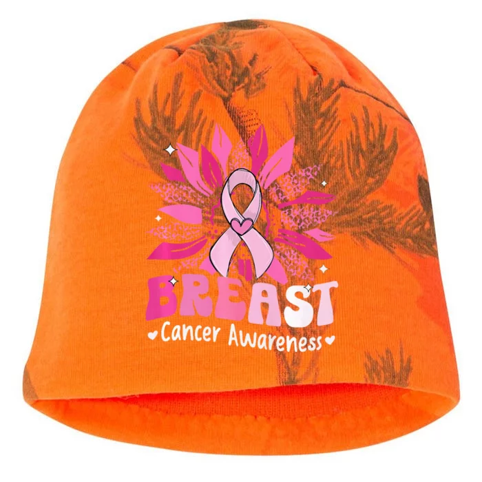 Sunflower Pink Breast Cancer Awareness Warrior Kati - Camo Knit Beanie