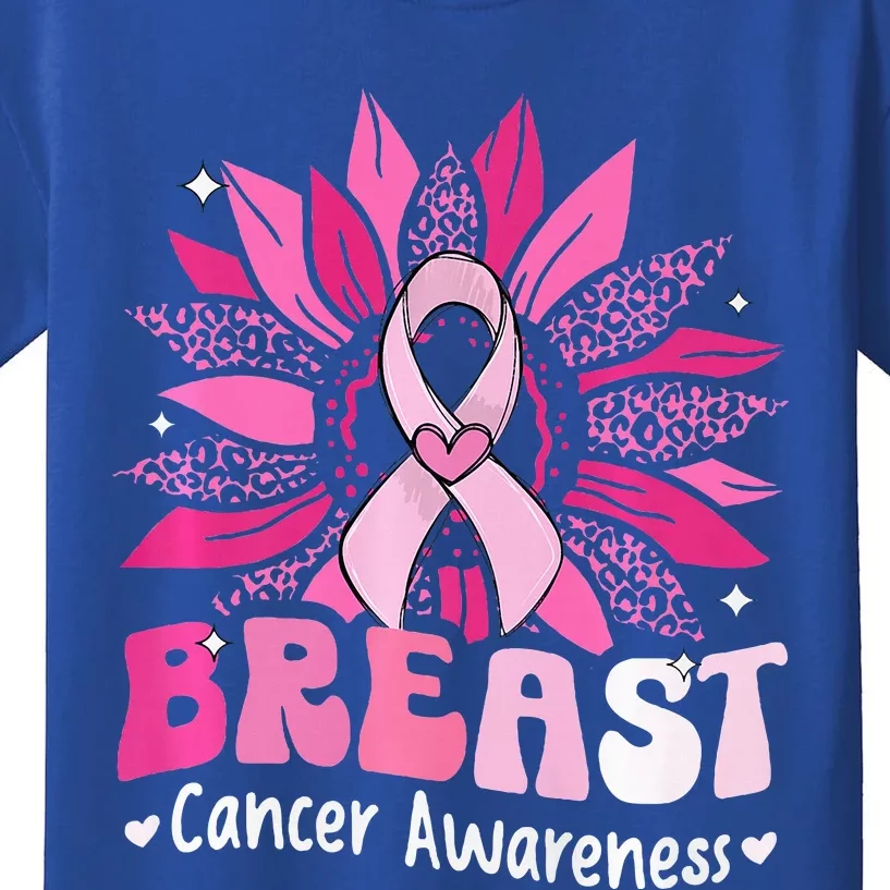 Sunflower Pink Breast Cancer Awareness Warrior Kids T-Shirt