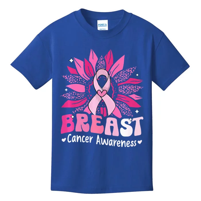 Sunflower Pink Breast Cancer Awareness Warrior Kids T-Shirt