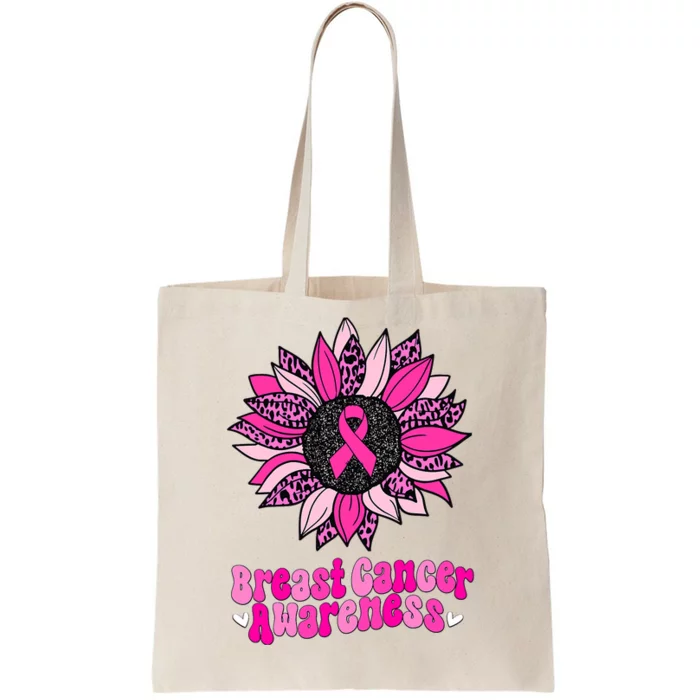 Sunflower Pink Breast Cancer Awareness Cancer Warrior Tote Bag