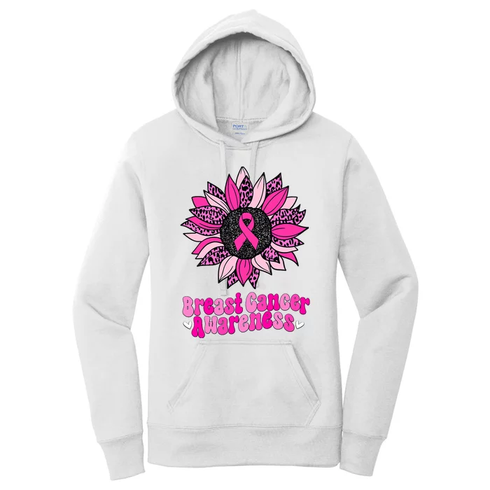 Sunflower Pink Breast Cancer Awareness Cancer Warrior Women's Pullover Hoodie