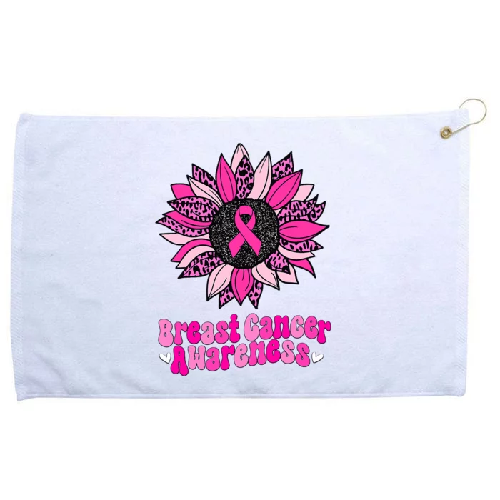 Sunflower Pink Breast Cancer Awareness Cancer Warrior Grommeted Golf Towel