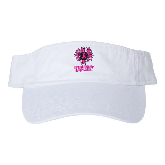 Sunflower Pink Breast Cancer Awareness Cancer Warrior Valucap Bio-Washed Visor