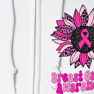 Sunflower Pink Breast Cancer Awareness Cancer Warrior Full Zip Hoodie