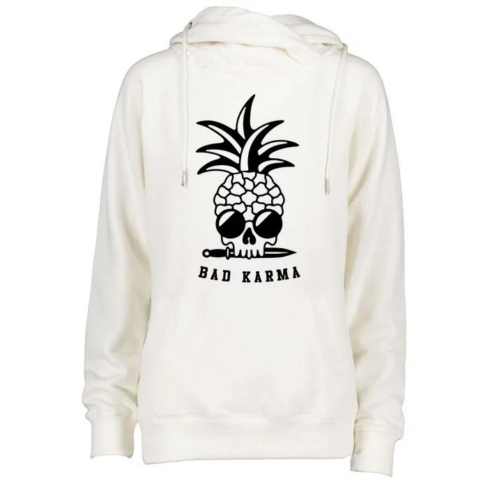 Skull Pineapple Bad Karma Womens Funnel Neck Pullover Hood