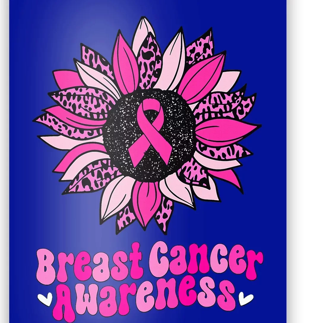 Sunflower Pink Breast Cancer Awareness Warrior Poster