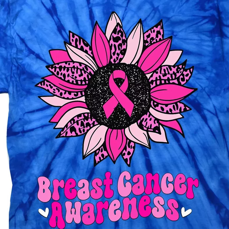 Sunflower Pink Breast Cancer Awareness Warrior Tie-Dye T-Shirt