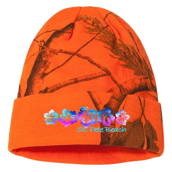 St Pete Beach Fl Tropical Flower Giftgiftvacation Beach Gift Kati - 12in Camo Beanie