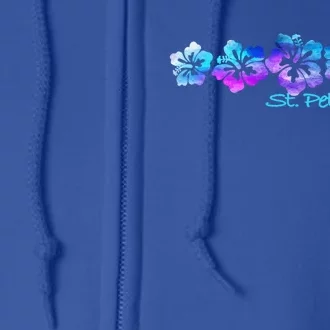 St Pete Beach Fl Tropical Flower Giftgiftvacation Beach Gift Full Zip Hoodie