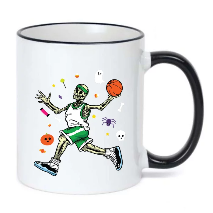 Skeleton Playing Basketball Lazy Diy Halloween Costume Sport Black Color Changing Mug