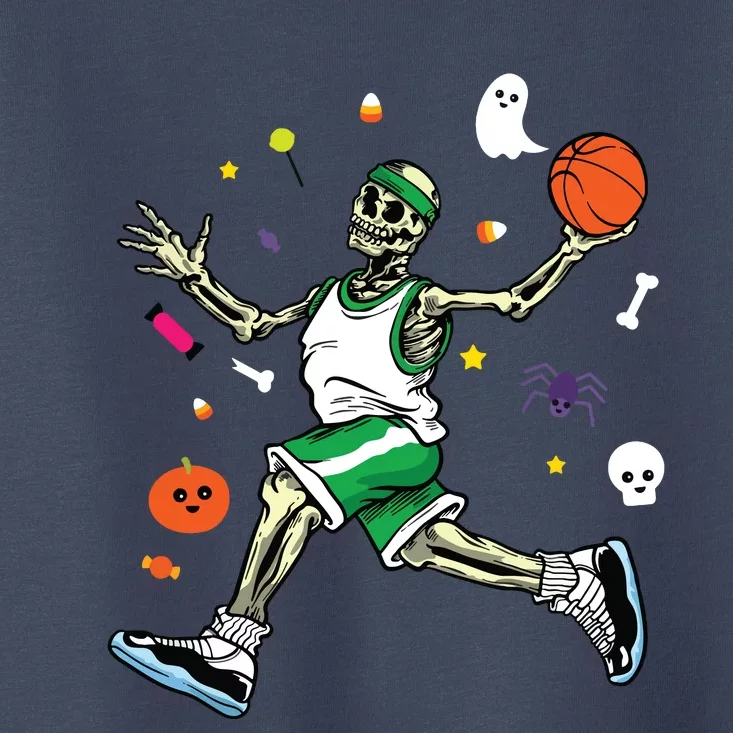 Skeleton Playing Basketball Lazy Diy Halloween Costume Sport Toddler T-Shirt