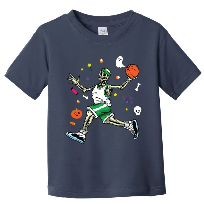 Skeleton Playing Basketball Lazy Diy Halloween Costume Sport Toddler T-Shirt