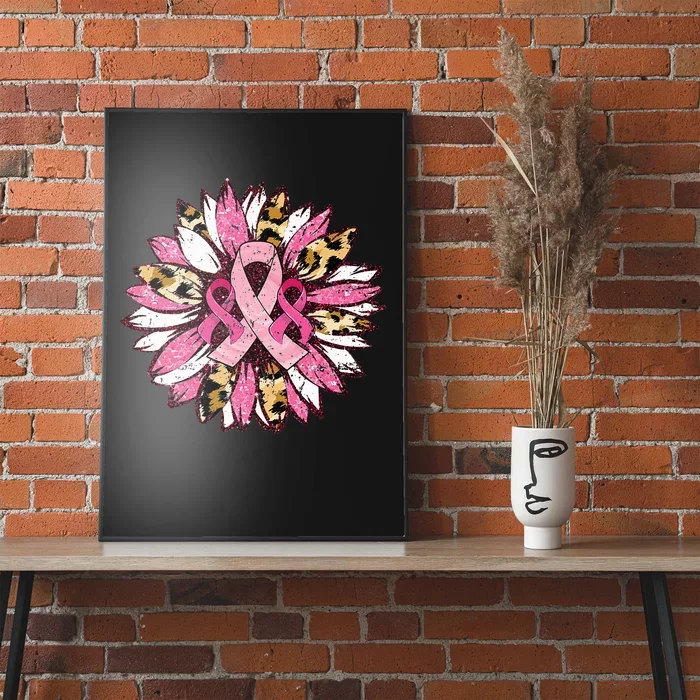 Sunflower Pink Breast Cancer Awareness Warrior Poster