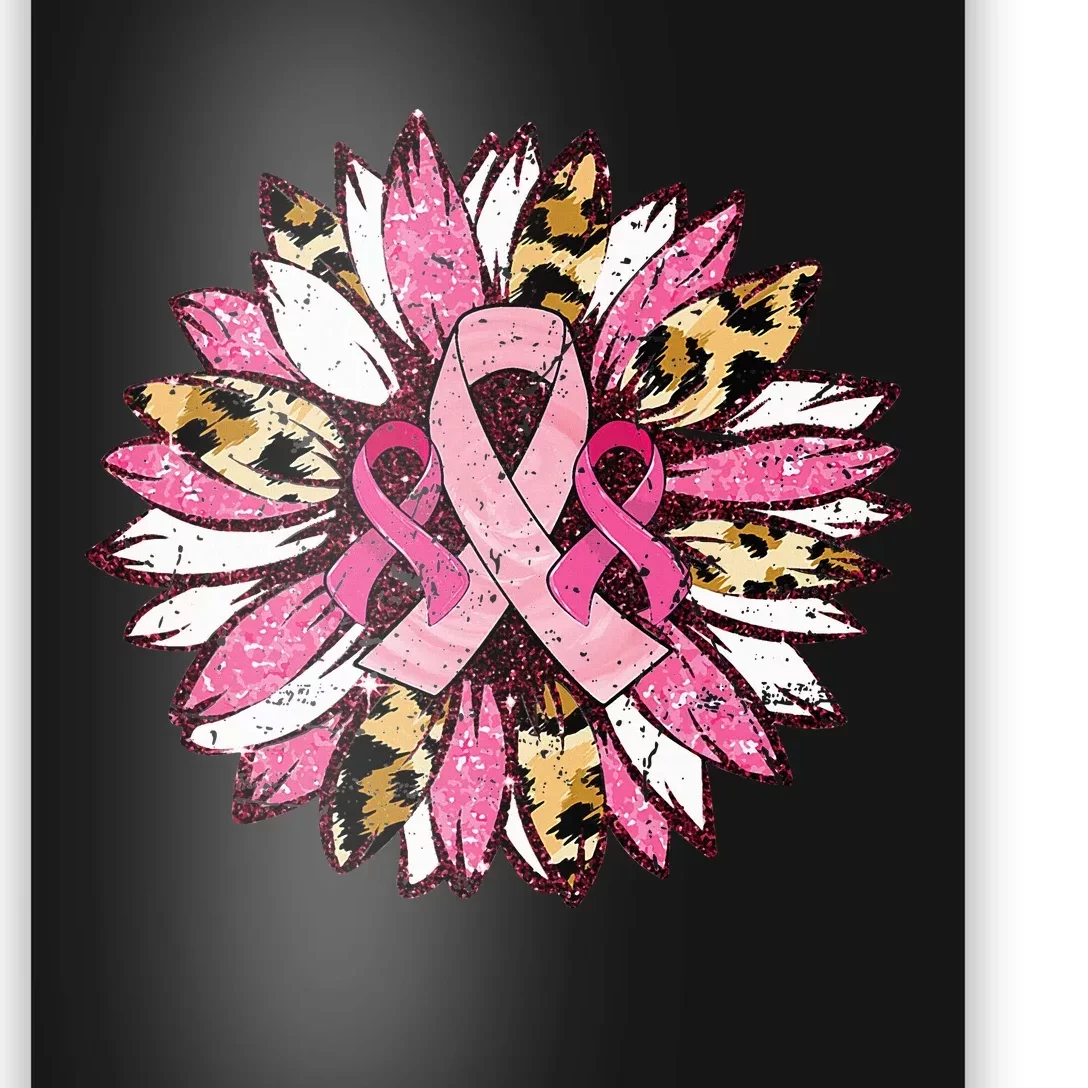 Sunflower Pink Breast Cancer Awareness Warrior Poster