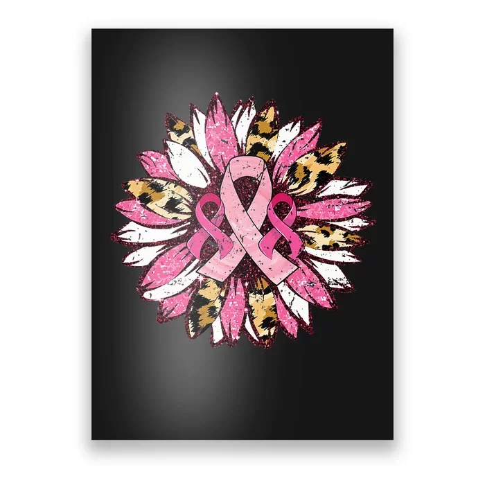 Sunflower Pink Breast Cancer Awareness Warrior Poster